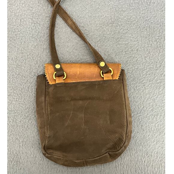 Vintage Guess Brown Tooled Leather Crossbody Boho Saddle Bag Purse - Picture 8 of 11